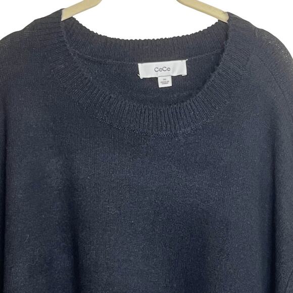 CeCe Womens Fair Isle Embellished Sweater 2X Black White Beaded Rhinestone - Picture 3 of 8